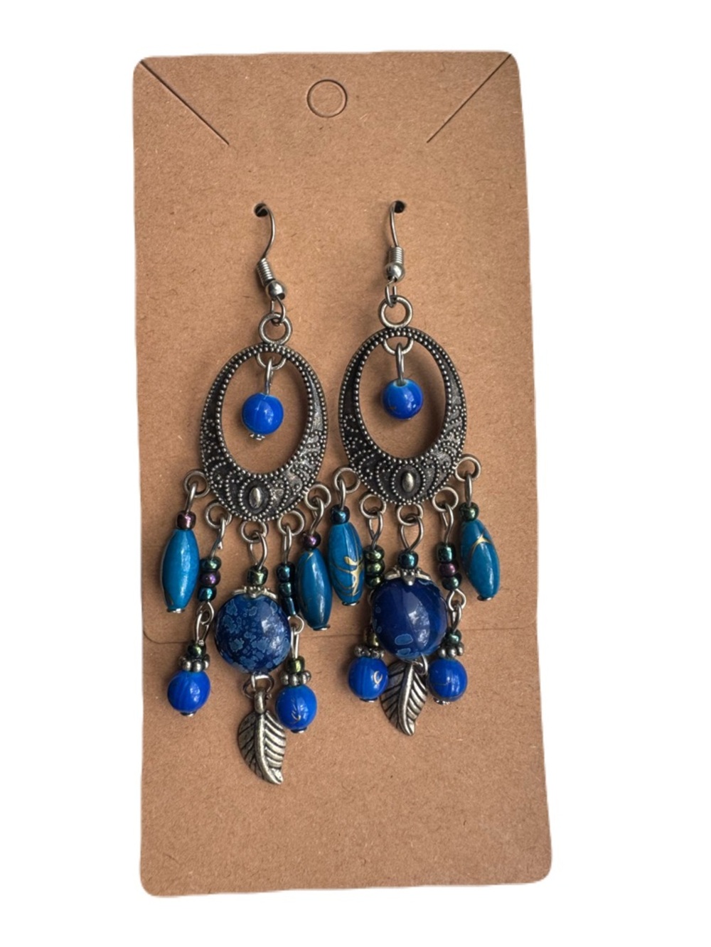 Bohemian Blue Bead Dangle Earrings